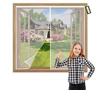 Magnetic Closure Screen Window Insect Fly Screen Window Mesh White 130x180cm Window Fly Screen with Tape and Magnets-Let Fresh Air in Keep Away from Mosquitoes