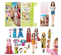Magnetic Clothes Set: Paper Doll Kit, Travel Fiction Game, Activity Book with Stickers | Interactive Hands on Skill Development Creative Fantasy Learning Toy