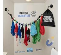 Magnetic Clothesline for Cruise Ship Cabins - Cabin Approved Travel Clothes Line with Non-Scratch Magnets - Portable Laundry Drying Rope, Cruise Accessories & Essentials