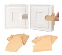 Magnetic Coffee Filter Holder and 100 Cone Coffee Filters Paper, Filter Storage Box, Easy Access Strainer Paper Organizer Container, Wall Mount Dust Proof Dispenser Stand (White)