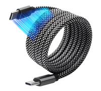 Magnetic Coiled USB C to USB C Cable 60W, Coiled Braided USB C Cable Magnetic Fast Charging & Data Sync 1m Anti-Tangle, Compatible with iPhone 16 15, MacBook Air Pro, Samsung Galaxy, iPad