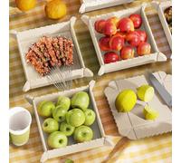 Magnetic Collapsible Dinnerware Set for Compact Meals On-the-Go, Green, Camping Hiking Party