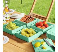 Magnetic Collapsible Dinnerware Set for Compact Meals On-the-Go, Green, Camping Hiking Party