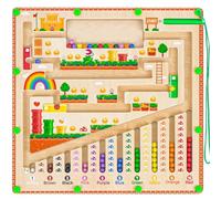 Magnetic Color and Number Maze, Wooden Toddler Puzzle Board Montessori Toys for Kids Age 2+, Sensory STEM Learning Toys, Magnet Matching Counting Gifts