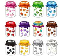 Magnetic Colour Sorting Toys - 12 Pcs Fridge Magnets for Kids with 60 Vibrant Learning Shapes, Educational Colour Sorting Set for Whiteboard, Multi-Purpose Magnetic Figures for Toddlers Ages 2-6