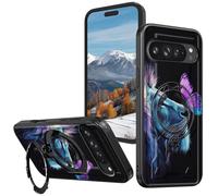 Magnetic Compatible Case for Google Pixel 10 Pro XL 6.8", 360° Invisible Ring Stand, Anti-Drop Anti-Fingerprint Matte Finish, Hybrid PC + TPU Shockproof Phone Cover, Lion Butterfly