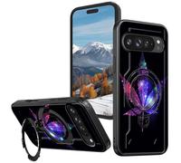 Magnetic Compatible Case for Google Pixel 9 / Pixel 9 Pro 6.3", 360° Invisible Ring Stand, Anti-Drop Anti-Fingerprint Matte Finish, Hybrid PC + TPU Shockproof Phone Cover, Maple Leaf