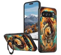 Magnetic Compatible Case for Google Pixel 9 / Pixel 9 Pro 6.3", 360° Invisible Ring Stand, Anti-Drop Anti-Fingerprint Matte Finish, Hybrid PC + TPU Shockproof Phone Cover, Dream Chasing Horse