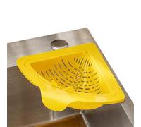 Magnetic Corner Sink Strainer Basket - No Drill Triangular Drain Filter with Twist-Open Bottom, Kitchen Food Waste Catcher & Sponge Holder, for Garbage Disposal Fruit Veggie Washing Home Kitchen