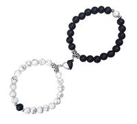 Magnetic Couple Bracelets, 2PCS Matching Mutual Attraction Bracelets Forever Relationship Long Distance Bracelets Stone Beaded Jewellery Gift for Boyfriend Girlfriend Lover His Hers Best Friend