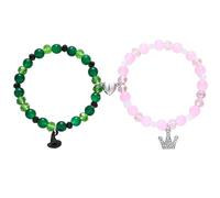 Magnetic Couples Bracelets - 2X Natural Bead Stone Stretch Bracelet Matching Set Romantic Connection Symbol Jewelry | Long Distance Relationship Gift For Valentines Day AnniversaryLove Celebration