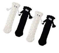 Magnetic Crazy Socks - 2 Pairs Fun Cartoon Ghost & Monster Socks That Hold Hands, White&black, 00
