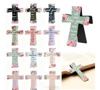 Magnetic Cross Bookmarks with Bible Verses Christian,Magnetic Bookmarks for Bible Study Church Sunday School Women Students and Teachers,Religious Gift for Easter Readers Father's Day Gift (A 12psc)