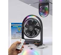 Magnetic Cruise Fan Cabin Approved - Durable Rechargeable Battery, Multi-Color RGB LED Light, Sleep-Friendly Smart Display & Timer, Magnetically Sticks on Cabin Ceilings and Walls - Sleek Design