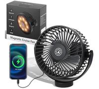 Magnetic Cruise Fan with 12000mAh Battery - Portable Cabin Air Circulator, 3-Speed LED Desk Fan with Timer, Power Bank & Ceiling/Wall Mount, Cruise Ship Approved for Travel (Black)