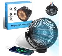 Magnetic Cruise Fan with 8000mAh Rechargeable Battery, LED Light, Timer&Power Output, Magnetically Sticks on Cabin Ceilings and Walls, Ship Approved Cabin Air Circulator