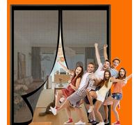 Magnetic ct Screen Door 114x235 cm Easy Install No Drill Self Closing Magnet Curtain for Balcony & Living Room Black Fly Mesh Protection