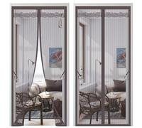 Magnetic ct Screen Door 140x230cm 32 Strong Magnets Hook Design Scratch Resistant No Drill Installation Coffee Color Perfect for Balcony & Home Use
