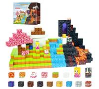 Magnetic Cubes STEM Building Blocks for Kids - Montessori Toys | 100, 150, 208pcs Sets with Mini Mystery Figurines, Educational Gift for Boys & Girls Ages 3+ (Lava Adventure, 100.0, pcs)