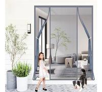 Magnetic Curtain Double Door Screen 190x300cm Fiberglass Mesh Curtain Anti Mosquito with Magnets Close Automatically Walk Through Easily for Entry Exterior Doors Kitchen Patio Grey