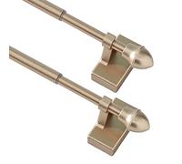 Magnetic Curtain Rods 2 Pack for Metal Doors Top and Bottom, Multi-Use Adjustable Magnetic Rods for Small Windows Cafe Sidelight and Iron Steel Places (Adjust from 9 to 16 Inch, Gold)