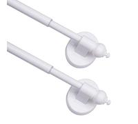 Magnetic Curtain Rods for Metal Doors，Multi-Use Adjustable Appliance for Windows Iron Steel Places，16-28 Inch，White，2 Pack