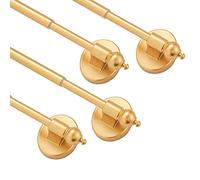 Magnetic Curtain Rods for Metal Doors，Multi-Use Adjustable Appliance for Windows Iron Steel Places，9-16 Inch，Gold，4 Pack
