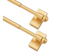Magnetic Curtain Rods Multi-Use Adjustable Appliance Metal Doors Magnetic Rods, 9-16 Inch, 1/2 Inch Diameter, 2 Pack,Gold
