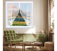 Magnetic Curtain Screen 102 x 82 cm with Powerful Magnets & Full Frame Magic Tape, Keep Bugs Out & Lets Fresh Air in Fly Screens Curtain for All Types of Windows, White