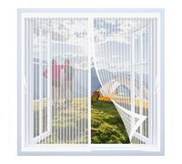 Magnetic Curtain Screen 104 x 96 cm with Powerful Magnets & Full Frame Magic Tape, Keep Bugs Out & Lets Fresh Air in Magnetic Thermal Curtain for All Types of Windows, White