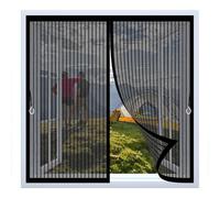 Magnetic Curtain Screen 114 x 116 cm with Powerful Magnets & Full Frame Magic Tape, Keep Bugs Out & Lets Fresh Air in Magnetic Thermal Curtain for All Types of Windows, Black