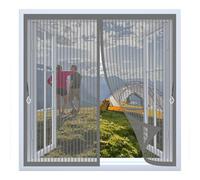 Magnetic Curtain Screen 124 x 84 cm with Powerful Magnets & Full Frame Magic Tape, Keep Bugs Out & Lets Fresh Air in Magnetic Thermal Curtain for All Types of Windows, Grey