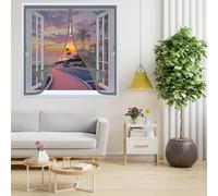 Magnetic Curtain Screen 138 x 100 cm with Powerful Magnets & Full Frame Magic Tape, Keep Bugs Out & Lets Fresh Air in Magnetic Bug Curtain for All Types of Windows, Grey