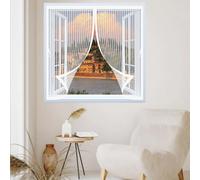 Magnetic Curtain Screen 165 x 145 cm with Powerful Magnets & Full Frame Magic Tape, Keep Bugs Out & Lets Fresh Air in Mosquito Insects Screen Mesh for All Types of Windows, White