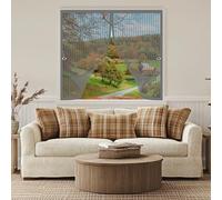 Magnetic Curtain Screen 174 x 134 cm with Powerful Magnets & Full Frame Magic Tape No Gap, Lets Fresh Air in, Keep Bugs Out Screen Mesh Curtain for All Types of Windows, Grey