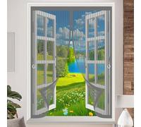 Magnetic Curtain Screen 200 x 120 cm Powerful Magnets, No Drill Installation, Automatically Closes, for Keeping Out Flies & Bug Mesh Screen Curtain for All Types of Windows, Grey