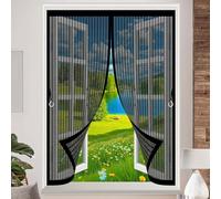 Magnetic Curtain Screen 200 x 120 cm Powerful Magnets, No Drill Installation, Automatically Closes, for Keeping Out Flies & Bug Mesh Screen Curtain for All Types of Windows, Black