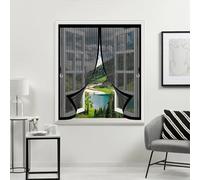 Magnetic Curtain Screen 200 x 120 cm with Powerful Magnets & Full Frame Magic Tape, Keep Bugs Out & Lets Fresh Air in Insect Protection Curtain for All Types of Windows, Black