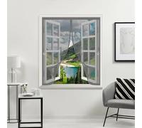 Magnetic Curtain Screen 200 x 120 cm with Powerful Magnets & Full Frame Magic Tape, Keep Bugs Out & Lets Fresh Air in Insect Protection Curtain for All Types of Windows, Grey
