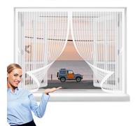 Magnetic Curtain Screen 60 x 96 cm with Powerful Magnets & Full Frame Magic Tape, Keep Bugs Out & Lets Fresh Air in Duty Fly Screen Curtain for All Types of Windows, White