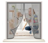 Magnetic Curtain Screen 83 x 85 cm with Powerful Magnets & Full Frame Magic Tape, Keep Bugs Out & Lets Fresh Air in Duty Magnetic Screen Fly Bug for All Types of Windows, Grey