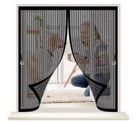 Magnetic Curtain Screen 84 x 81 cm with Powerful Magnets & Full Frame Magic Tape, Keep Bugs Out & Lets Fresh Air in Duty Magnetic Screen Fly Bug for All Types of Windows, Black