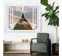 Magnetic Curtain Screen 87 x 83 cm with Powerful Magnets & Full Frame Magic Tape, Keep Bugs Out & Lets Fresh Air in Magnetic Fly Curtain for All Types of Windows, White