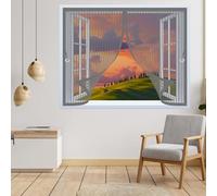 Magnetic Curtain Screen 88 x 50 cm Powerful Magnets, No Drill Installation, Automatically Closes, for Keeping Out Flies & Bug Screen Mesh Curtain for All Types of Windows, Grey