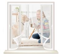 Magnetic Curtain Screen 92 x 90 cm with Powerful Magnets & Full Frame Magic Tape, Keep Bugs Out & Lets Fresh Air in Duty Magnetic Screen Fly Bug for All Types of Windows, White
