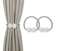 Magnetic Curtain Tie Backs, 2PCS Magnetic Clips Rope Holders for Home Office Hotel Window Decoration (Silver(2pcs))