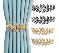 Magnetic Curtain Tie Backs 4PCS - 2PCS Gold and 2PCS Silver, Modern Simple Style Drape Tie Backs, Metal Curtain Buckle Clips Rope Holdbacks Curtain Holder Buckles for Home Hotel Office