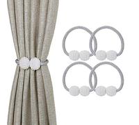 Magnetic Curtain Tie Backs, 4PCS Magnetic Clips Rope Holders for Home Office Hotel Window Decoration (Silver)