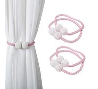 Magnetic Curtain Tie Backs & Clips - Rope Holders with Buckles for Home, Office & Hotel Windows (4-Pack, Pink)