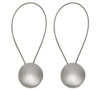 Magnetic Curtain Tiebacks 2Pcs 15.6in Long Round Shape Curtain Tie Backs Minimalist Silver Curtain Tie ABS Decorative Curtain Holders for Kids Room, Bedroom, Living Room